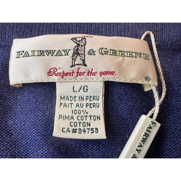 Fairway and Greene Golf Sweater Vest Mens Large Blue V-neck Pullover Pima Cotton - Picture 4 of 10